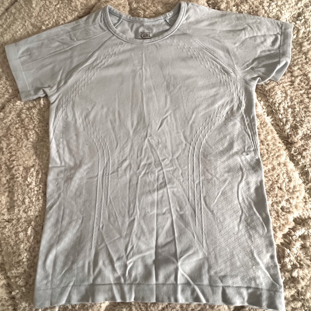 Athleta Girl Power Up Seamless Tee- Light Blue- Size Large